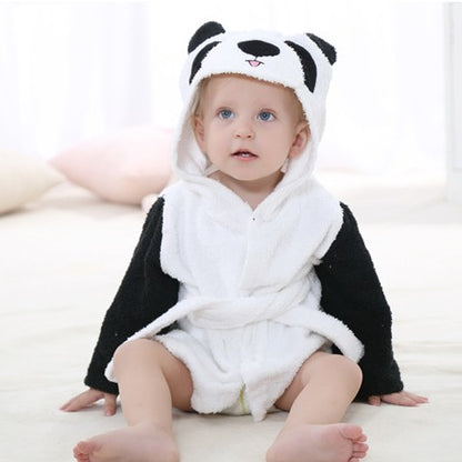 Kids animal hooded bathrobe unisex cotton kids bathrobe with animal hood, easy-on fit for infants and toddlers
