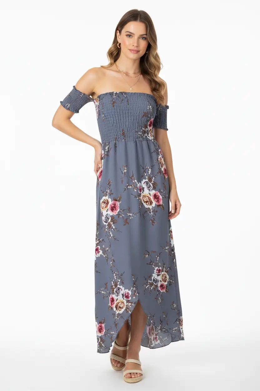 boho off shoulder long dress women vacation ready beach outfit styling