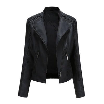 women slim leather jacket soft PU material flexible comfort feel