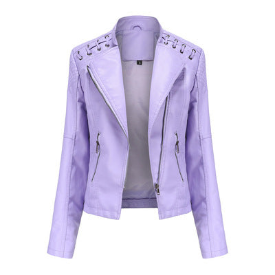 women slim leather jacket biker style casual chic outfit combination