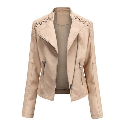 women slim leather jacket slim fit contour shape urban lifestyle