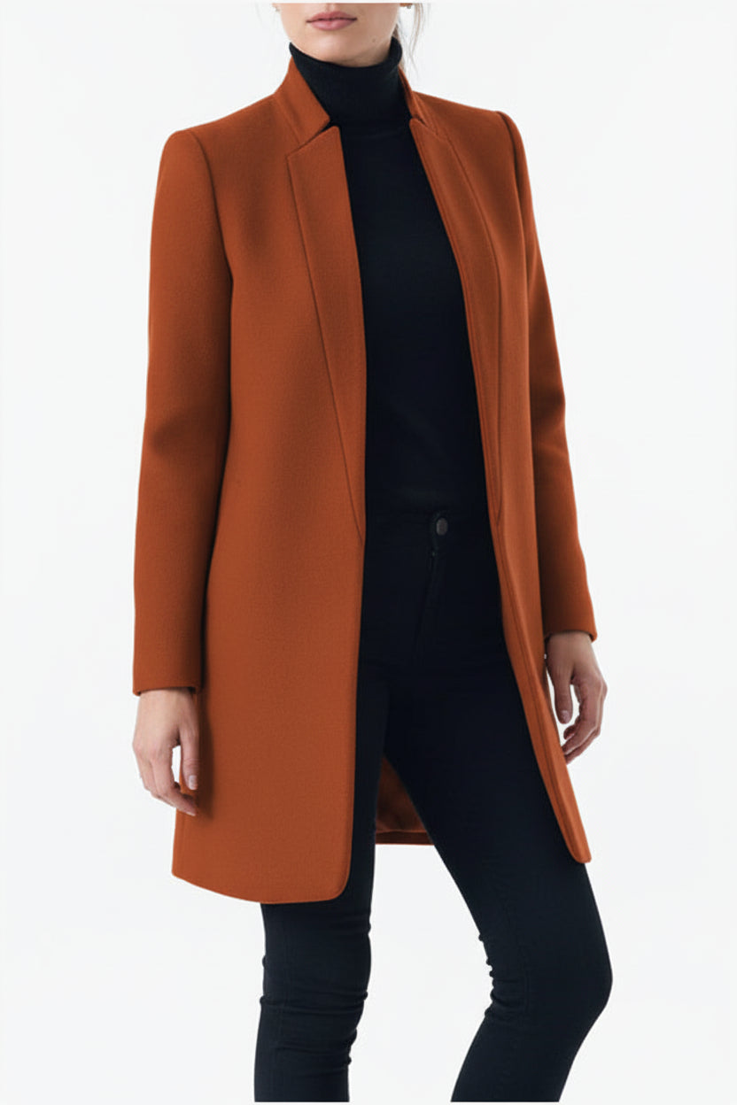 grey wool coat women minimal fashion urban walk