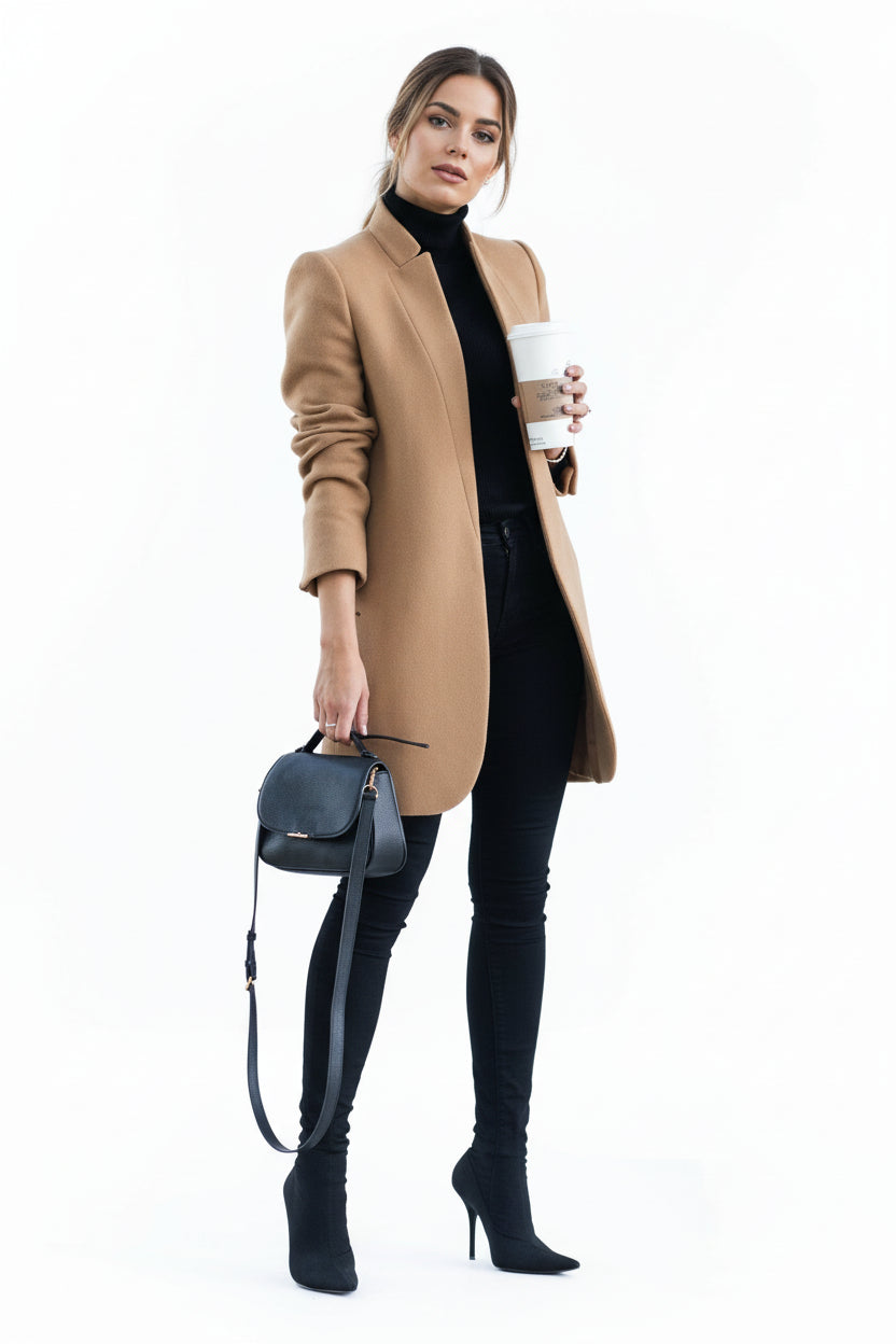 women wool coat medium length elegant daily fashion