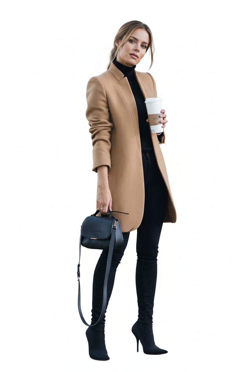 winter wool blazer coat women slim silhouette outfit