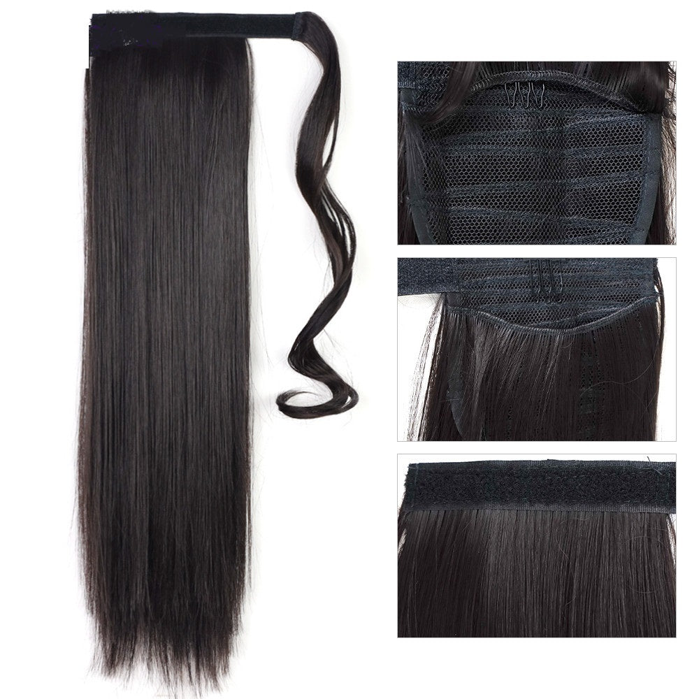 heat resistant ponytail styled straight glossy texture