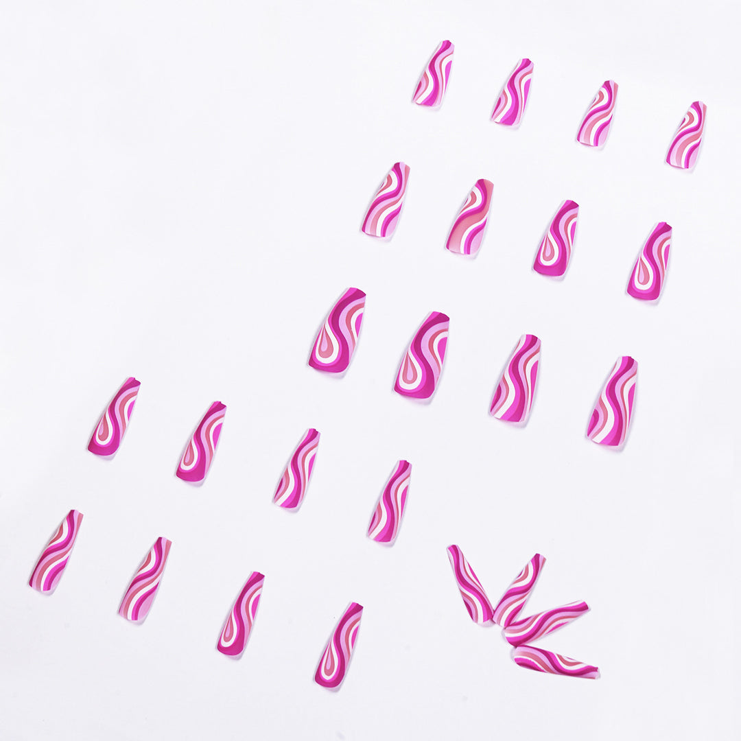 Pattern of pink wavy lines on a white background