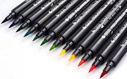 Manga drawing markers with dual tips designed for clean line work and smooth shading