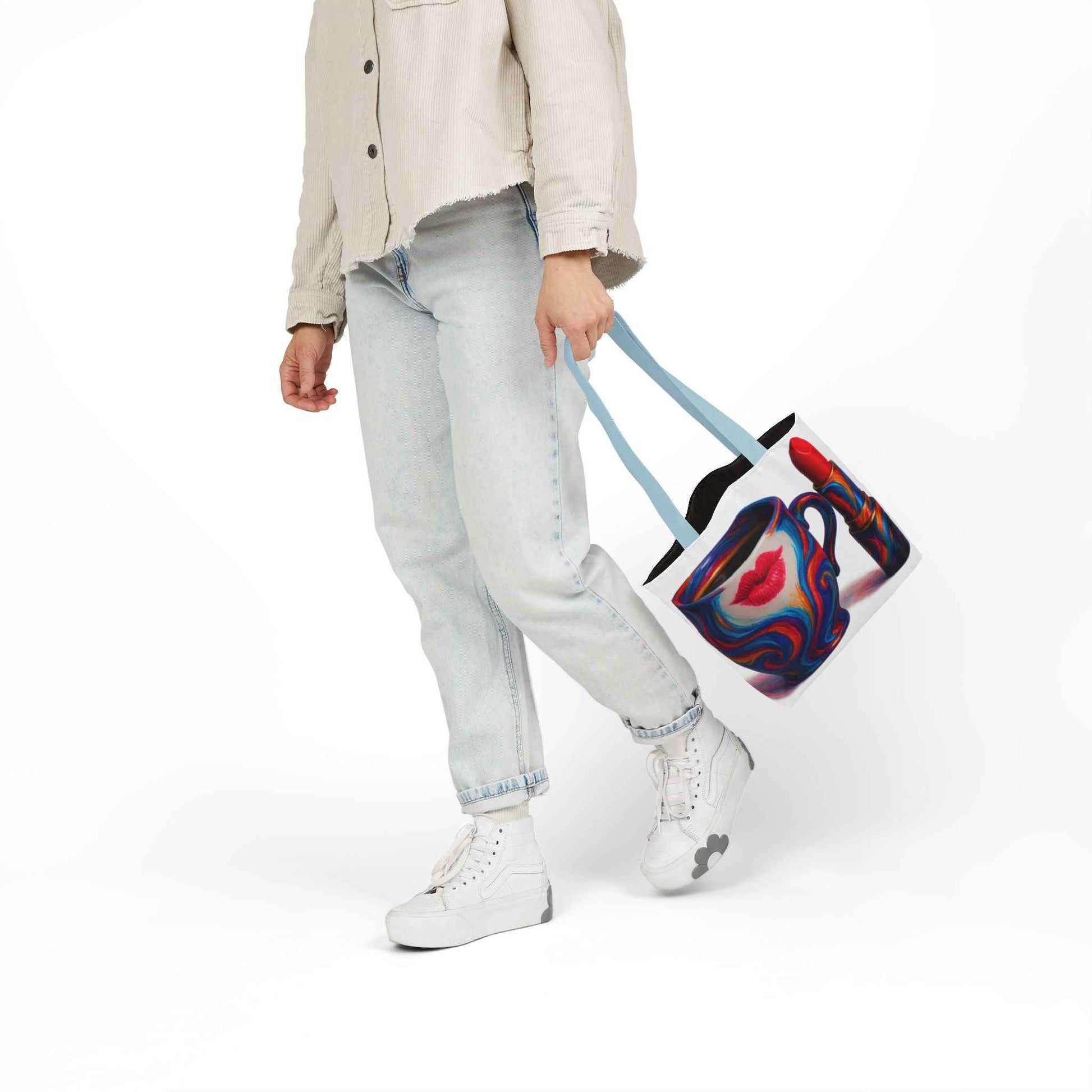 Canvas Tote Bag with 5-Color Straps & Sleek Black Lining