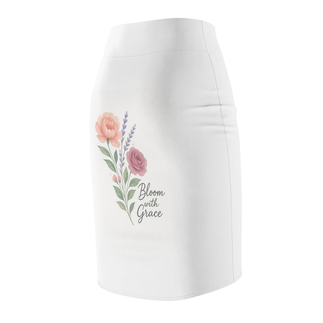 White skirt with floral design and &