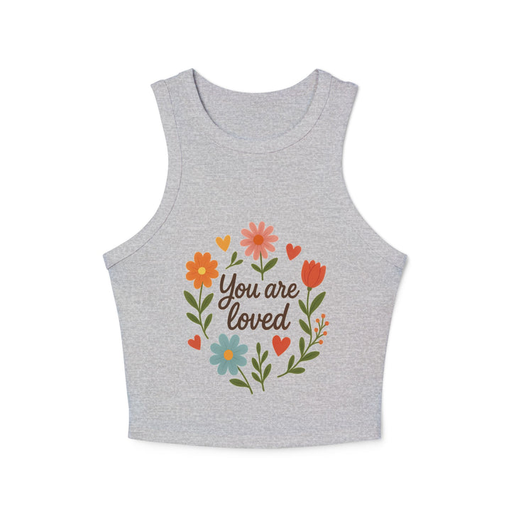 Women's Floral Quote Racer Tank – Ribbed Summer Fit