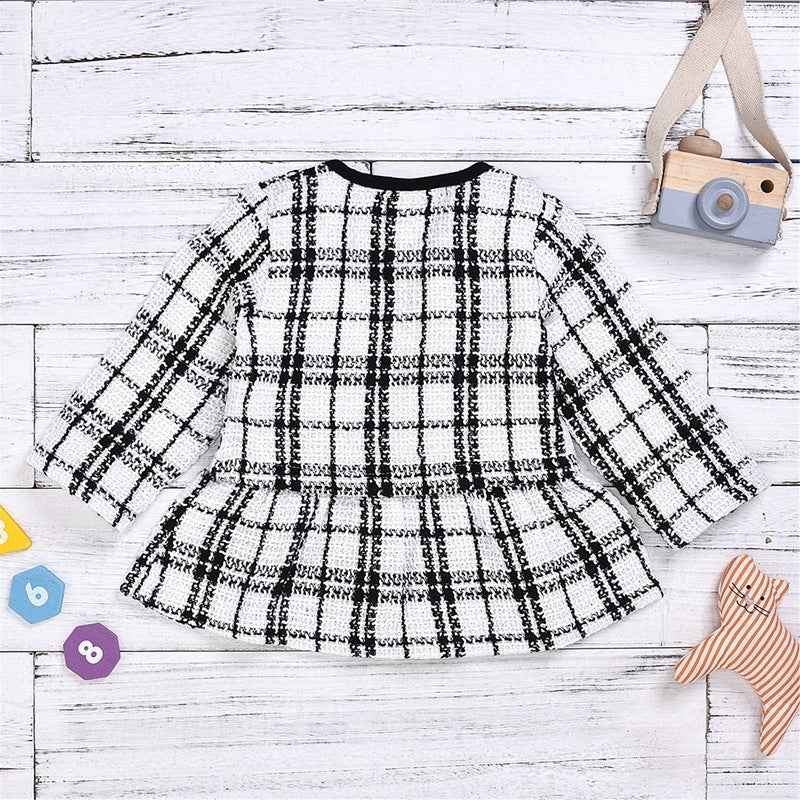 Girls Plaid Fall Two-Piece Knit Sweater &amp; Mini Skirt