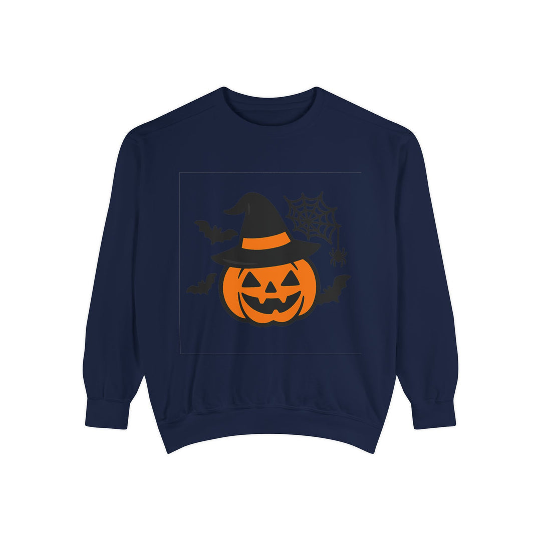 Back view of relaxed unisex sweatshirt showing the garment shape, long sleeves and ribbed hem in a clean studio setting view.