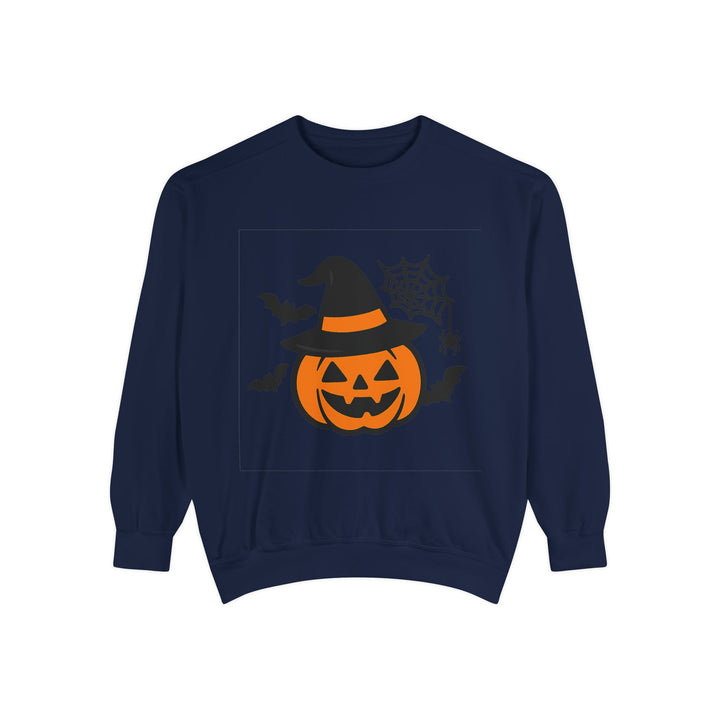 Back view of relaxed unisex sweatshirt showing the garment shape, long sleeves and ribbed hem in a clean studio setting view.