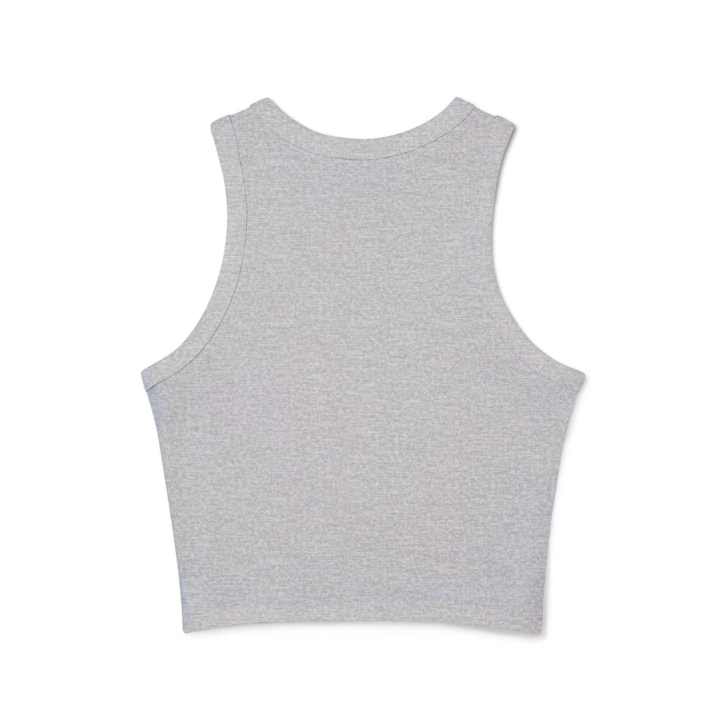 Gray women's high-neck racerback workout tank
