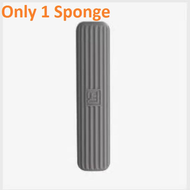 Gray sponge with a brand logo on a white background, labeled &