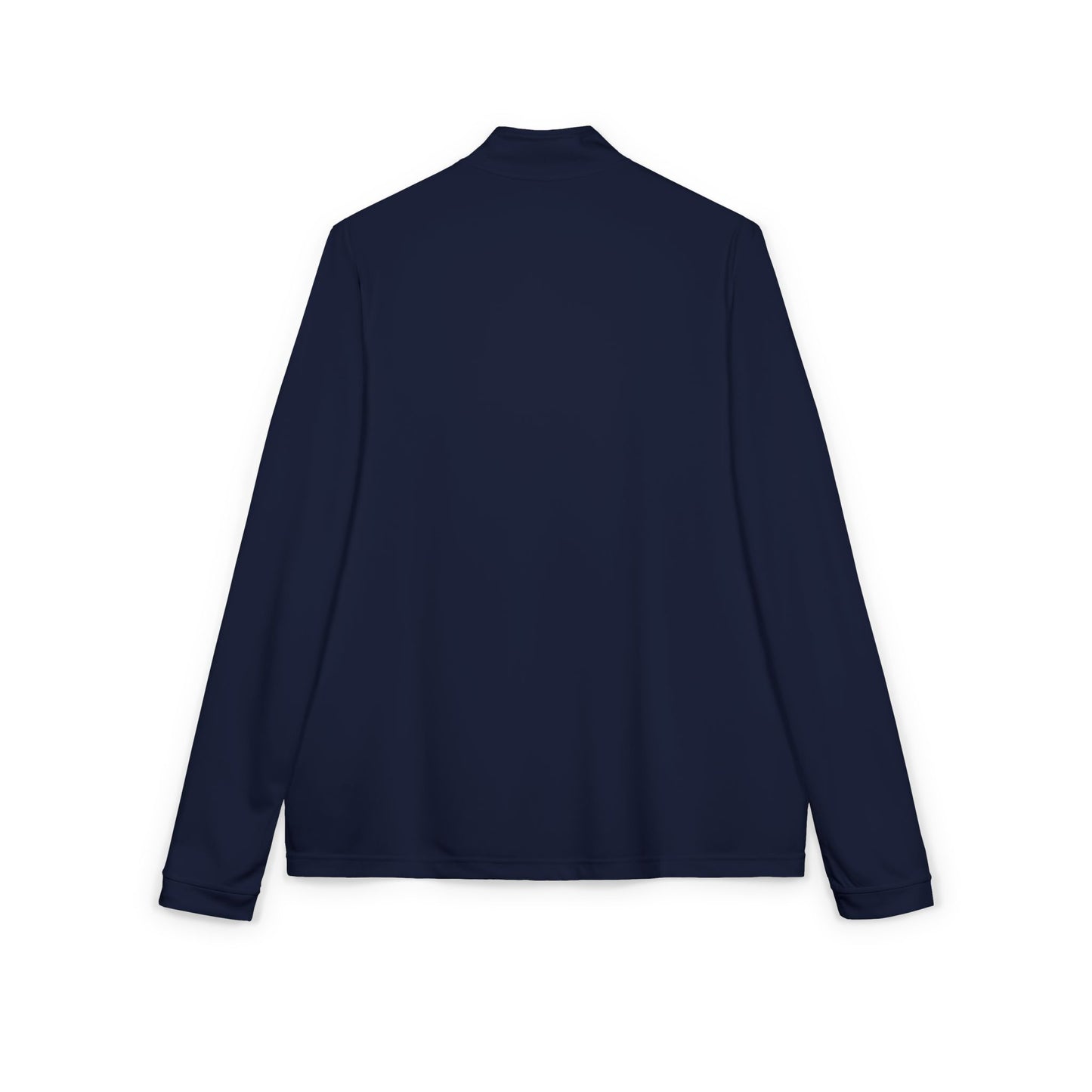 Navy unisex quarter-zip pullover back view