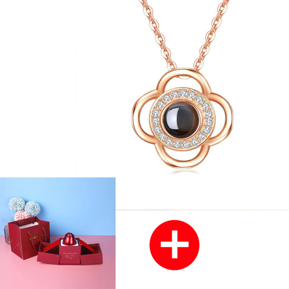 Metal Rose Necklace Gift Box for Valentine Jewelry Love