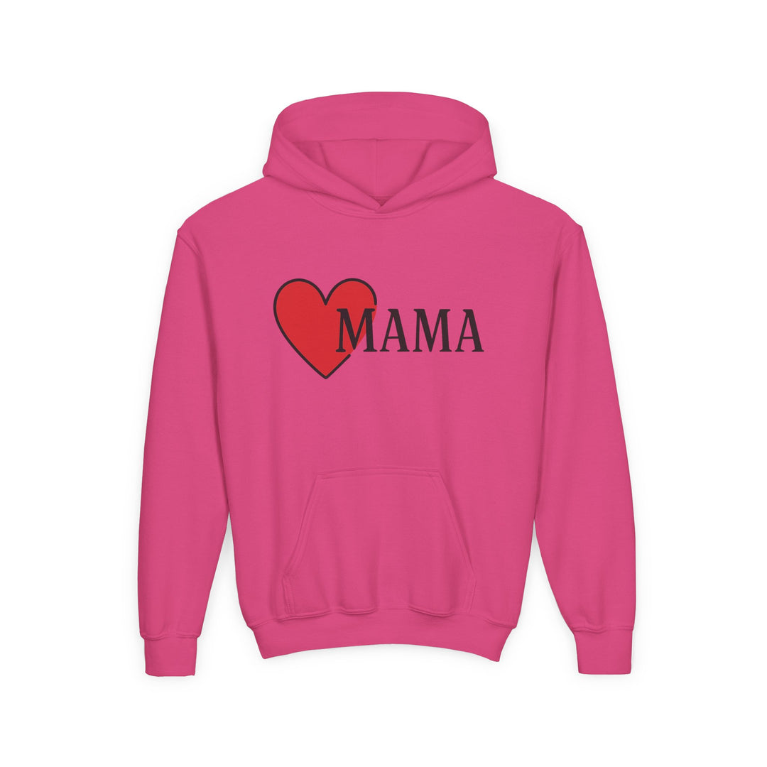 Pink hoodie with a red heart and &