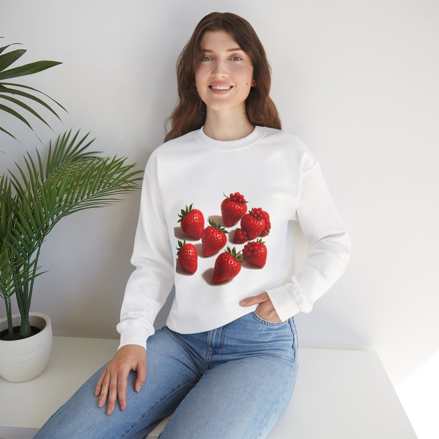 Strawberry Sweatshirt – Cozy Unisex Crewneck for Fall