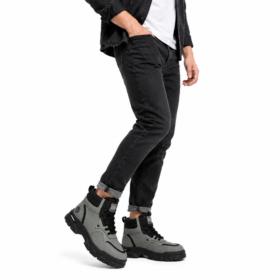 Bluestone green combat boots for men with military-inspired shape, natural toe room, and spring autumn versatility for travel