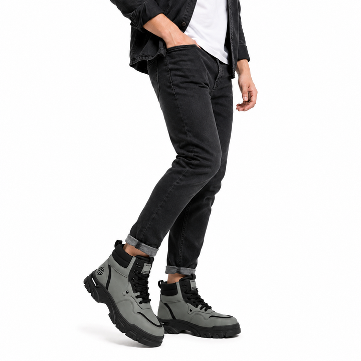 Bluestone green combat boots for men with military-inspired shape, natural toe room, and spring autumn versatility for travel