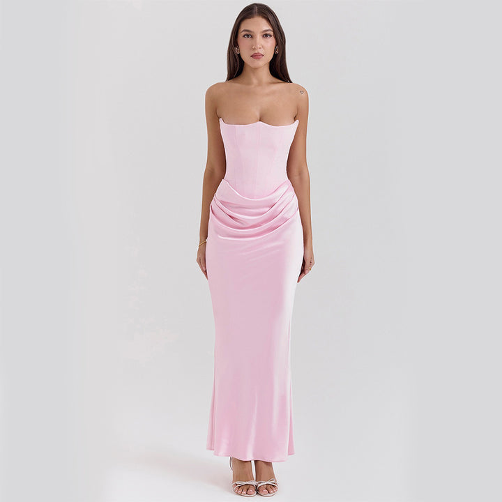Slim Tube Top Long Dress – Sexy Backless Evening Gown