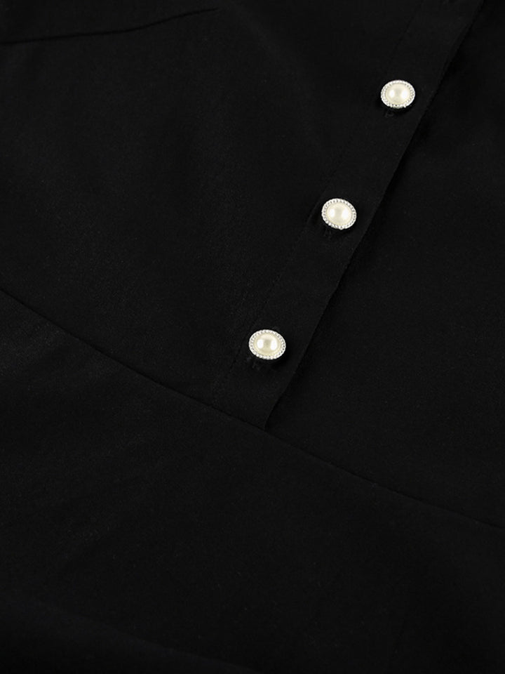 lace detail button front dress slightly stretchy fabric movement view