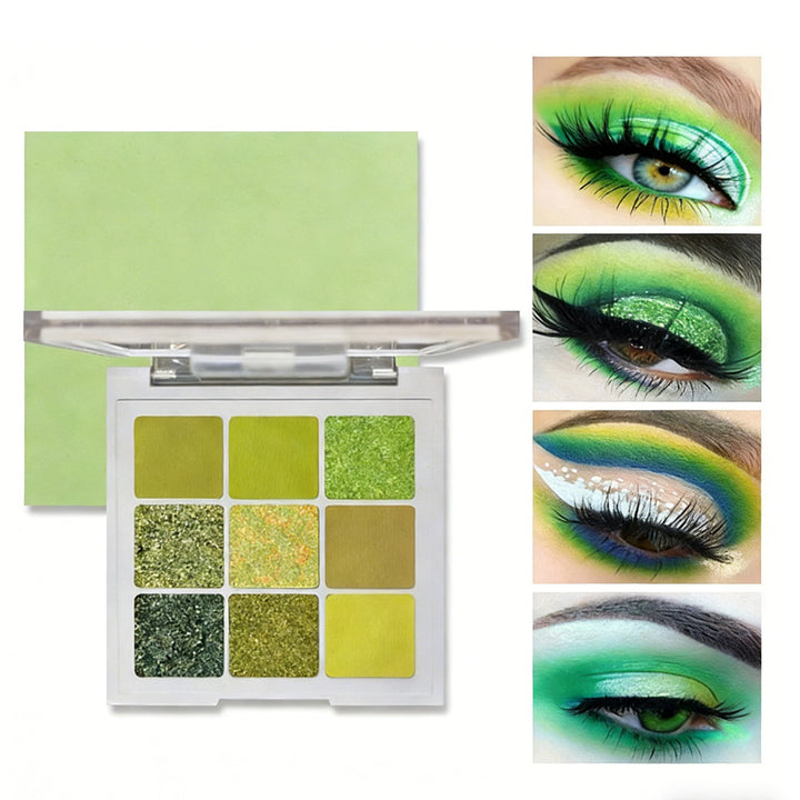 green eyeshadow palette compact case clean minimal design