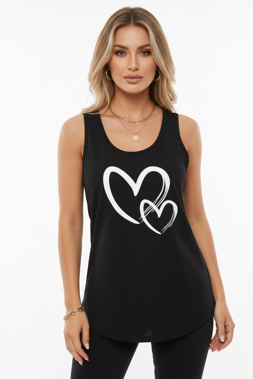 Heart Print Tank Top  Casual Summer Edit