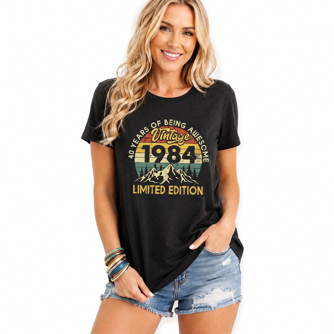 Vintage 1984 Women’s Top - Letter Print Party Tee