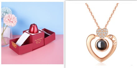 Metal Rose Necklace Gift Box for Valentine Jewelry Love
