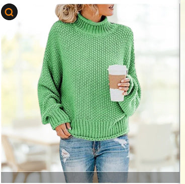 Solid Turtleneck Pullover Sweater – Cozy Winter Knit