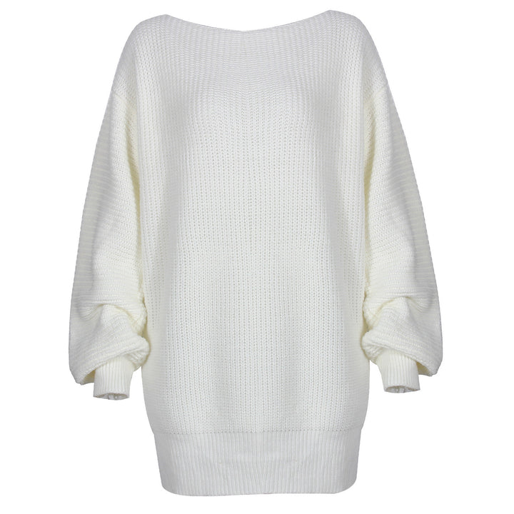 Knitted Sweater Dress for Women with Lantern Sleeves