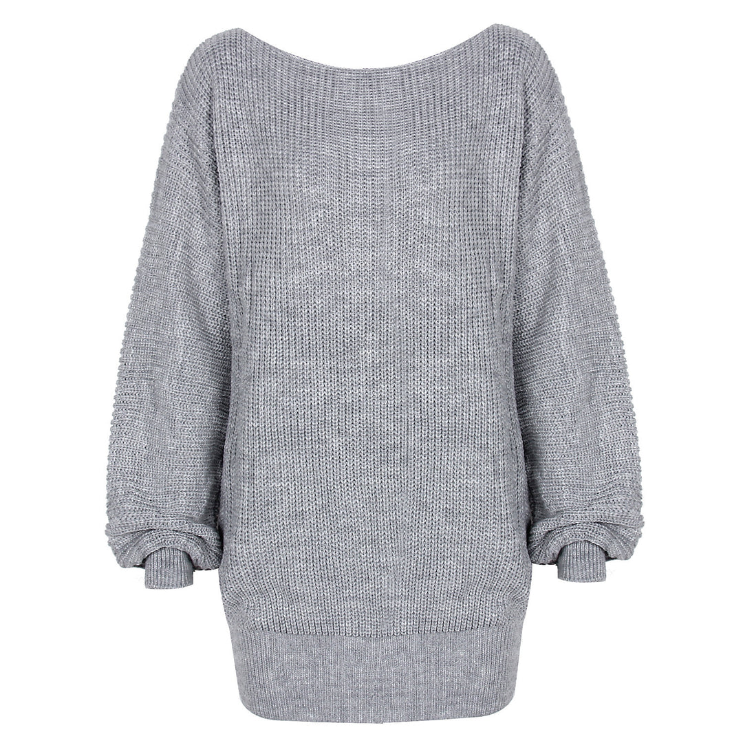 Knitted Sweater Dress for Women with Lantern Sleeves