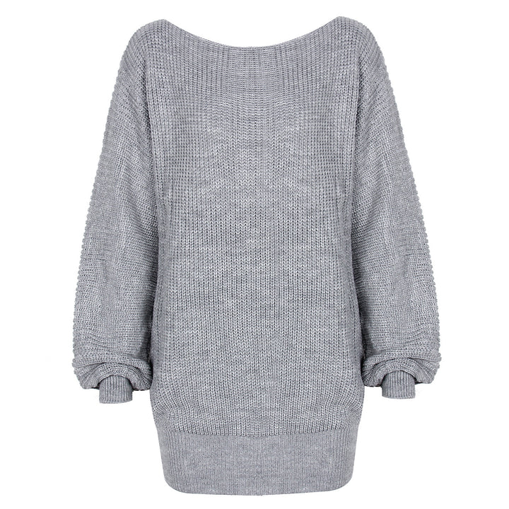 Knitted Sweater Dress for Women with Lantern Sleeves