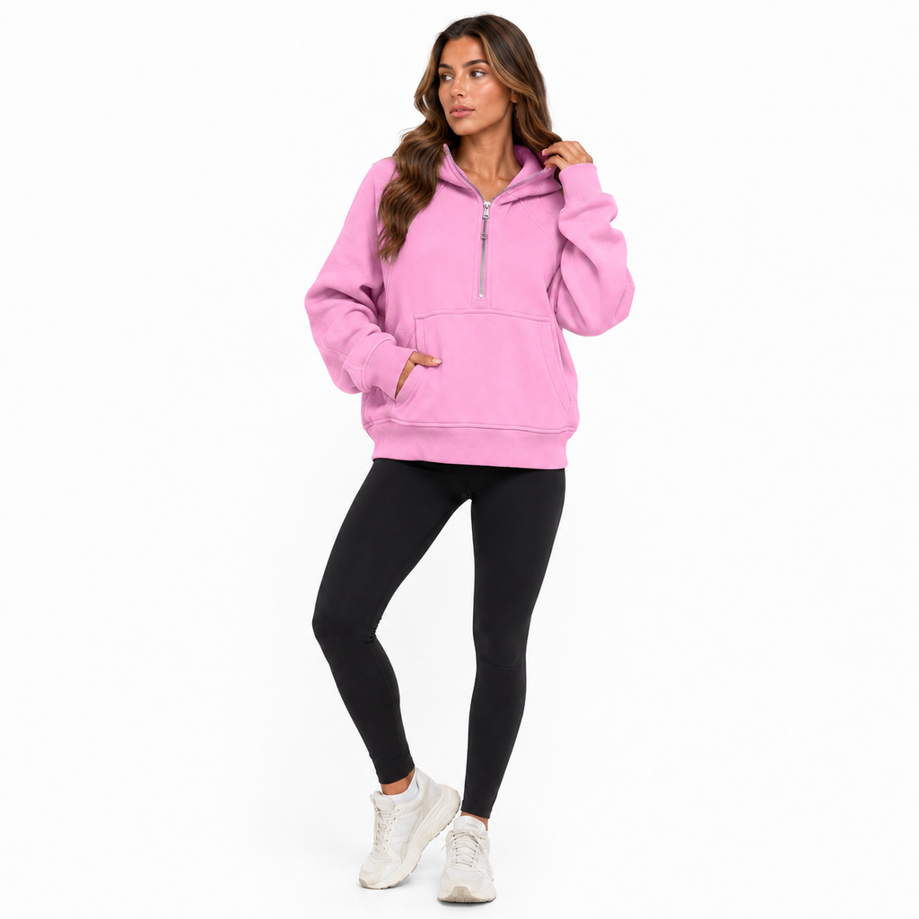 Women Zip Hoodie with Pockets Warm Loose Fit Soft Layer