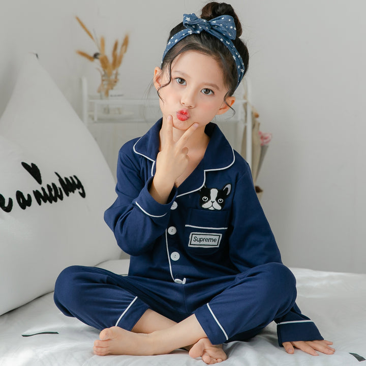 Cotton Pajamas for Children Soft Warm Striped Kids Set