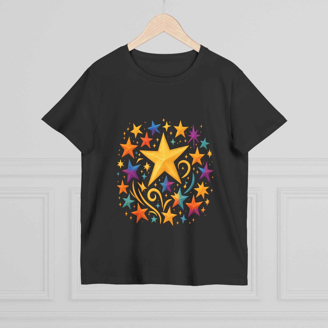 Women’s Vibrant Star Tee-100% Cotton Star Print T-Shirt