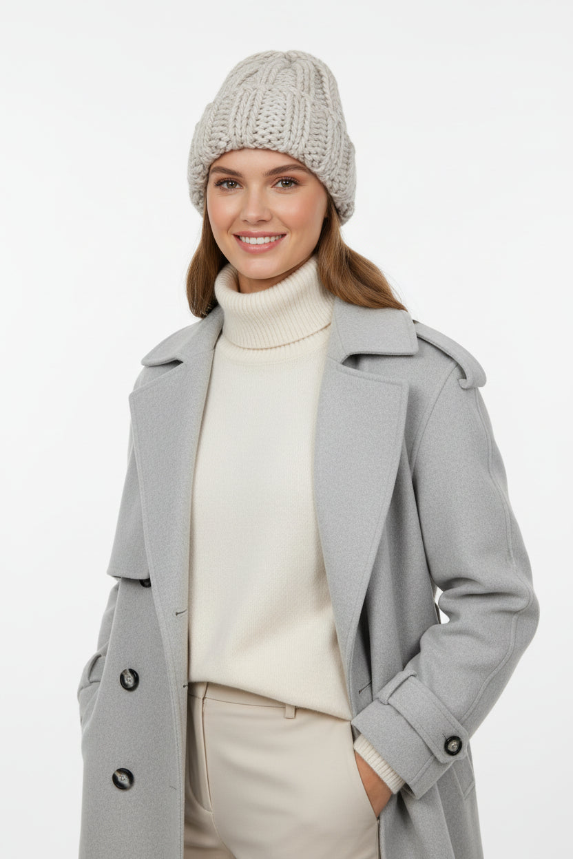 women knit winter hat hand hook knit texture detail fashion product view