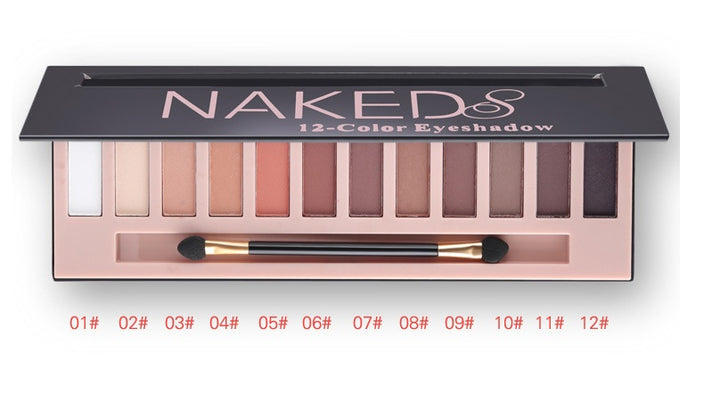 Additional product view of the 12-color eye shadow palette for makeup comparison, displayed clearly for clear product detail.