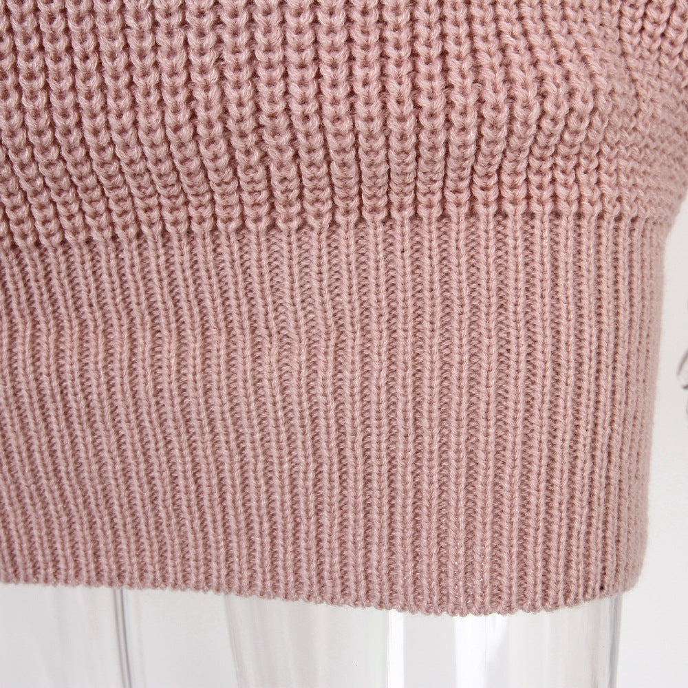 Knitted Sweater Dress for Women with Lantern Sleeves