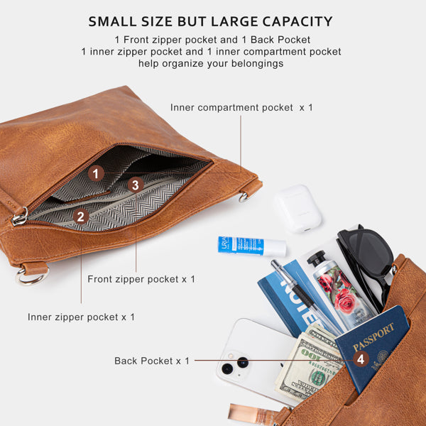 Brown crossbody bag women compact silhouette modern styling