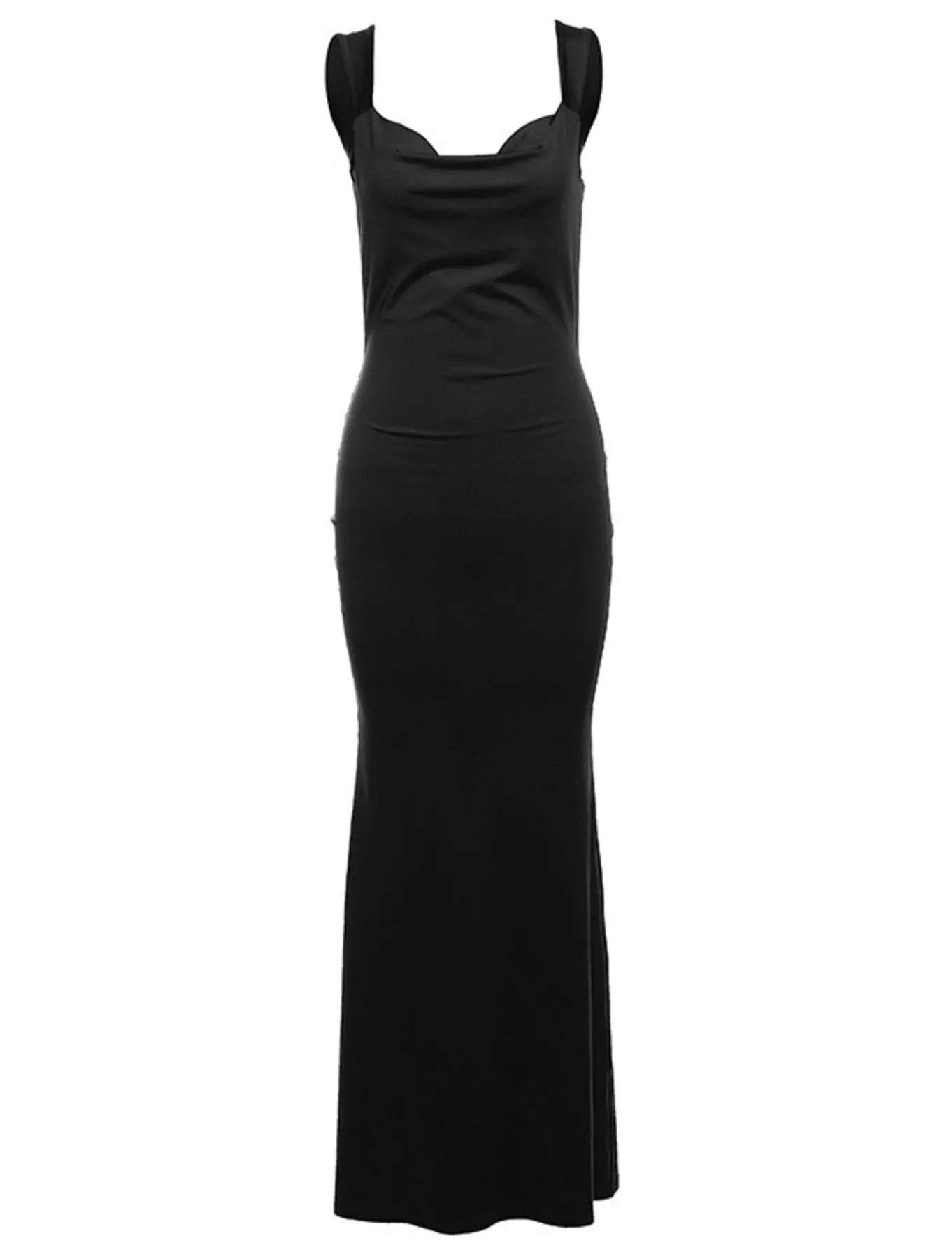 Backless maxi dress wide straps, solid minimalist look with romantic bow detail for special occasions
