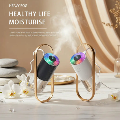 USB humidifier pink mini air humidifier 200ml with soft projection light for nursery bedside and small rooms
