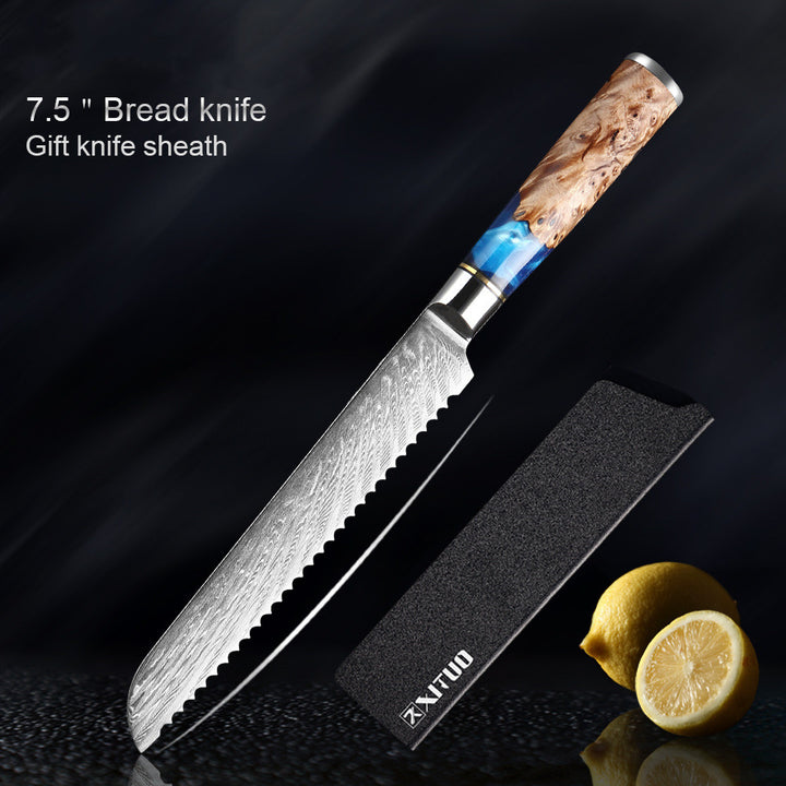 kitchen knife set professional chef knife sharp blade detail cutting vegetables on kitchen board