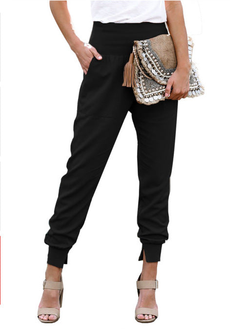 cropped trousers detail slit hem close up fabric texture