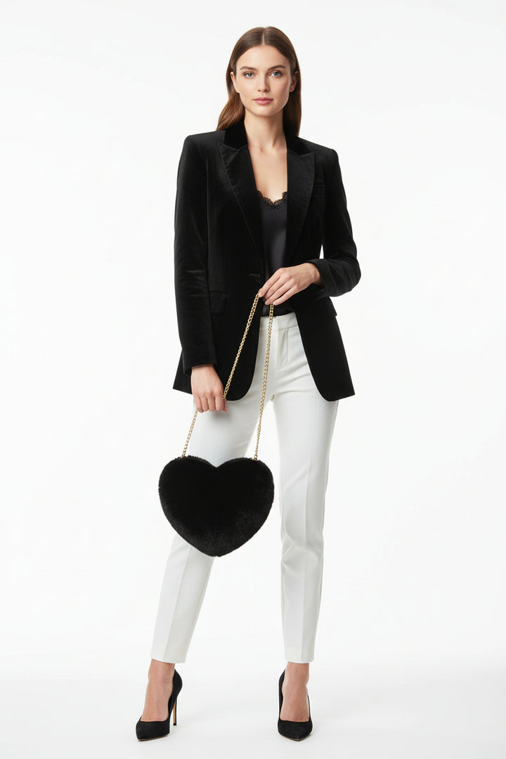 women heart plush purse gold chain shoulder bag stylish outfit accessory