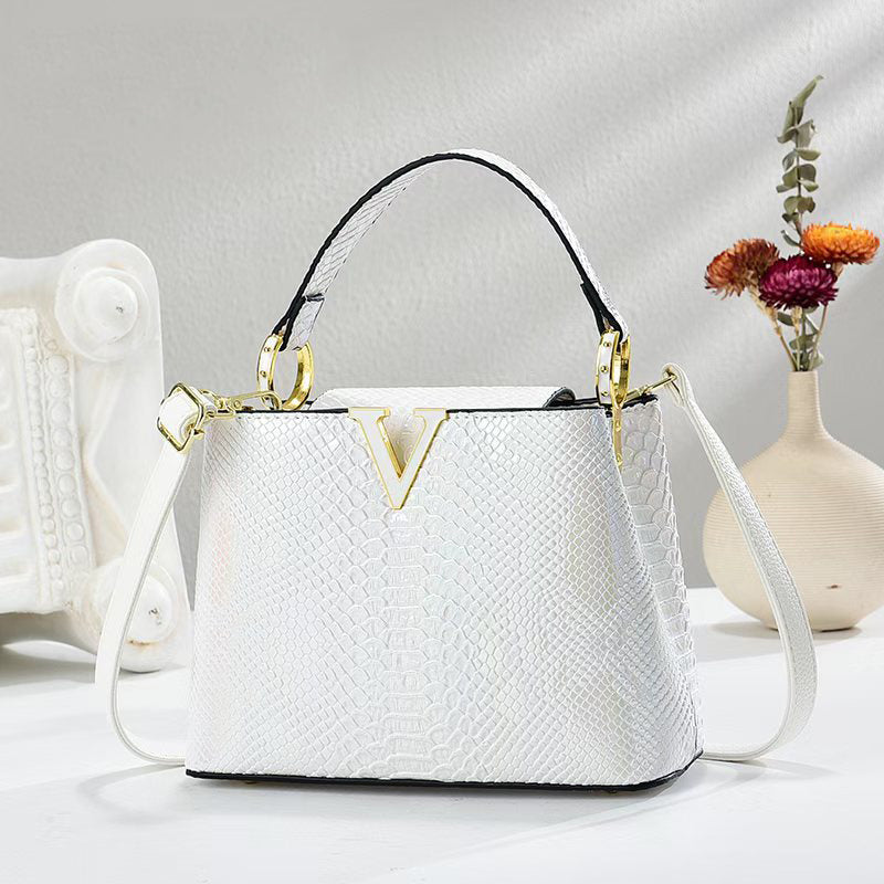 Crossbody Bag in PU with Top Handle and Textured Finish