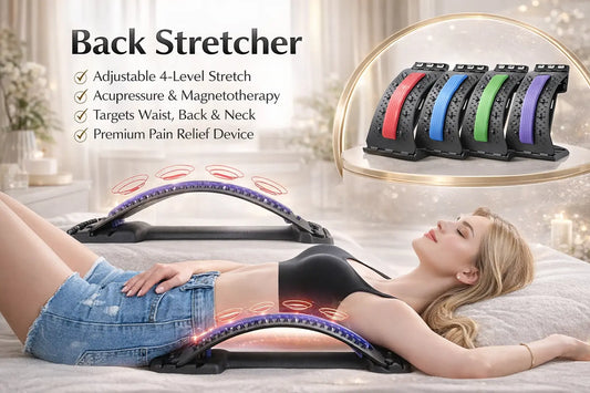 back stretcher adjustable lumbar support with acupuncture massage nodes for home pain relief

