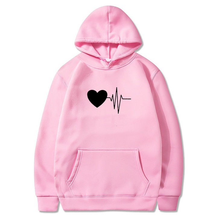 Graphic hoodie product image, showing the existing heartbeat design and garment details for clear variant shopping reference.